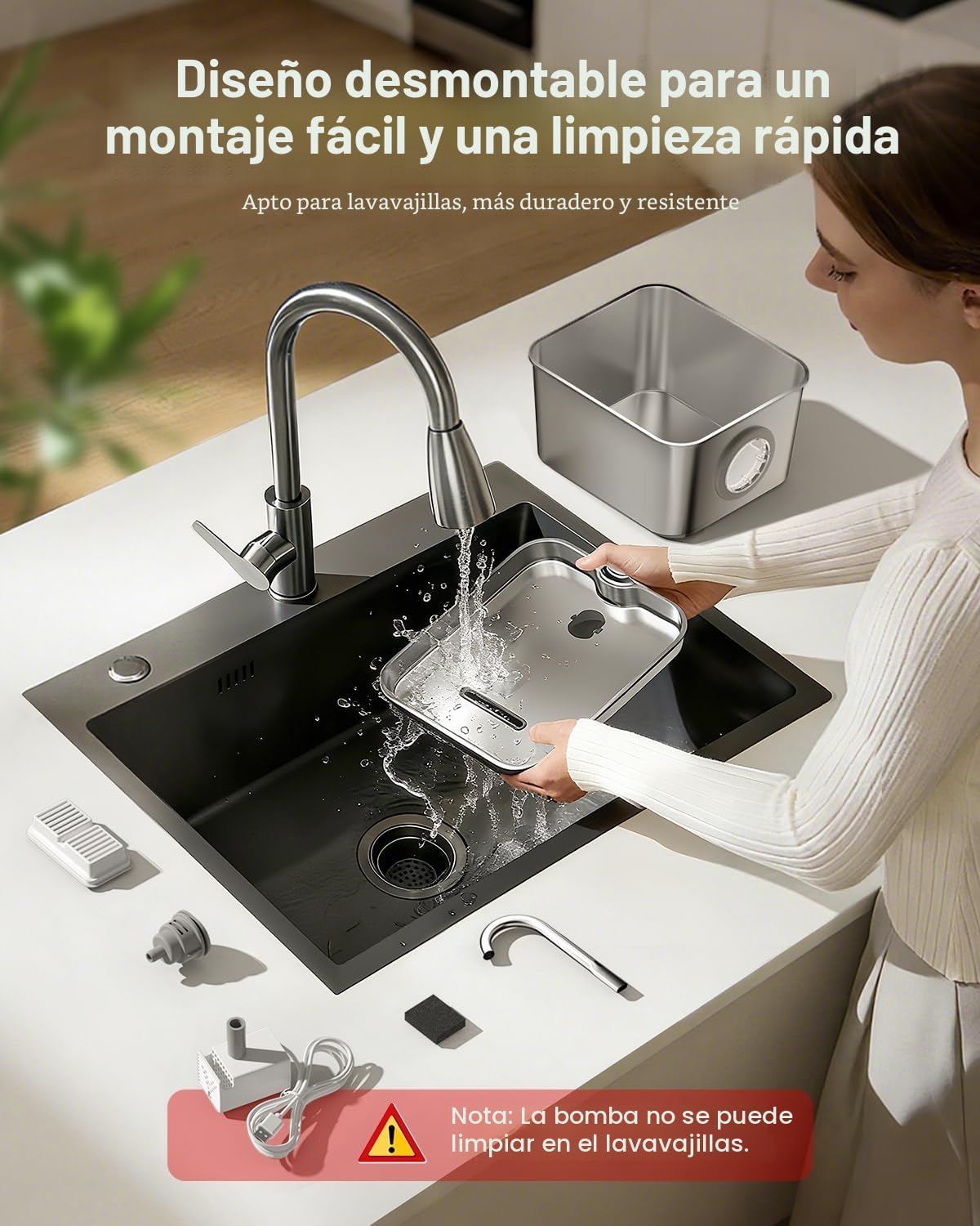 Fuente para Gatos Acero Inoxidable - 2,6L Bebedero Gatos Automatico Estilo Grifo Súper Silenciosa con Cable, Cuádruple Filtración, Fácil de Limpiar, con LED 3 Filtros y 3 Esponjas