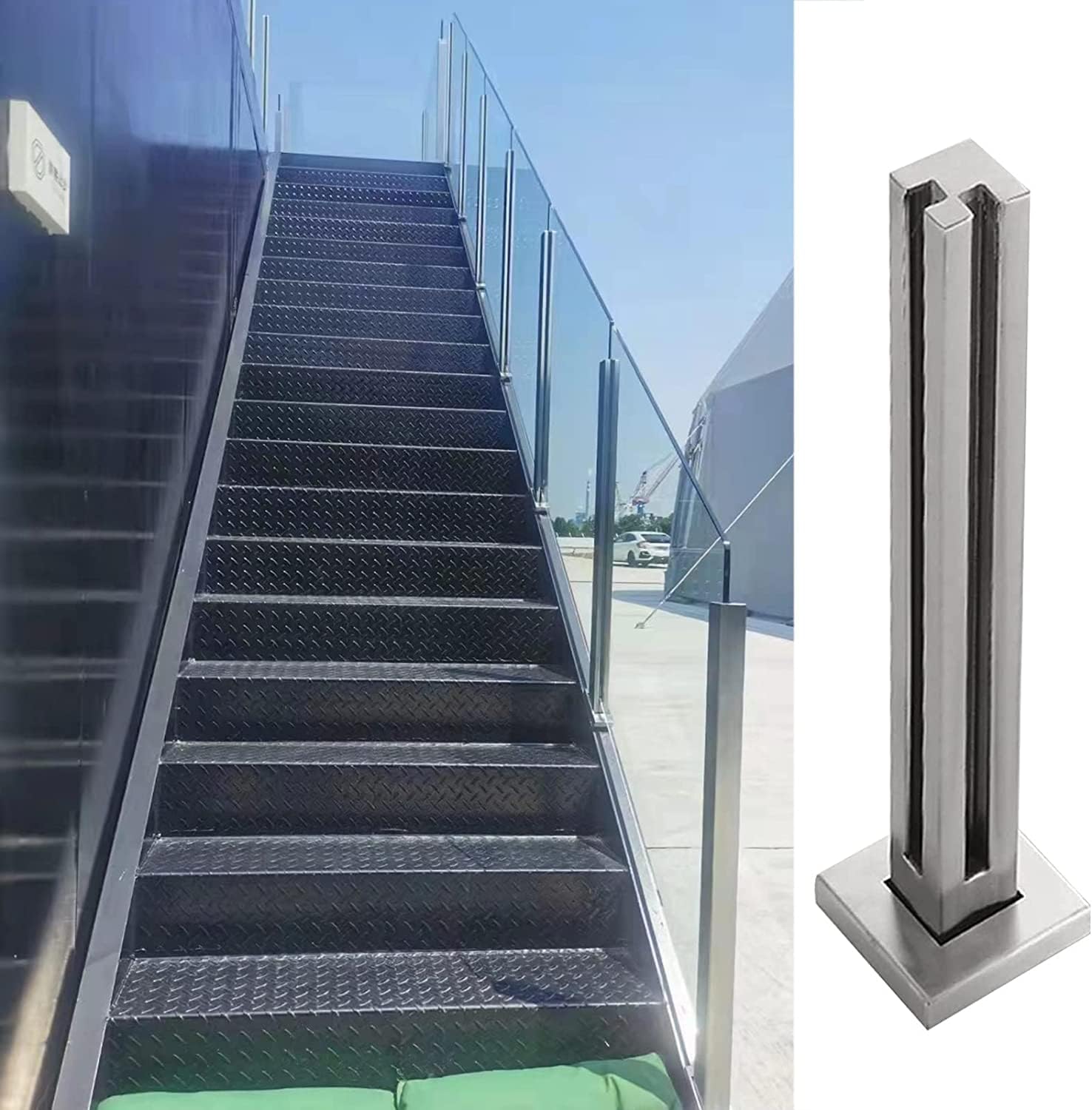 Glass Railing Post Silver Amazon.com: Deck Balcony Glass Railing Post, Stairs Glass Railing Post ...