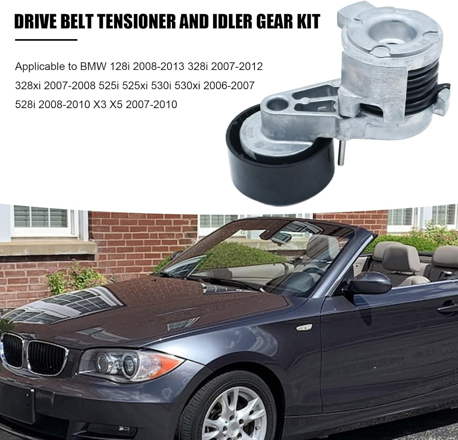 3 PCS Drive Belt Tensioner and Idler Pulley Kit 11288620022 11287530314 11287535860 11288624196 11287527564 Compatible with BMW 128i 328i 328i xDrive 328xi 525i 525xi 530i 530xi 528i 528i