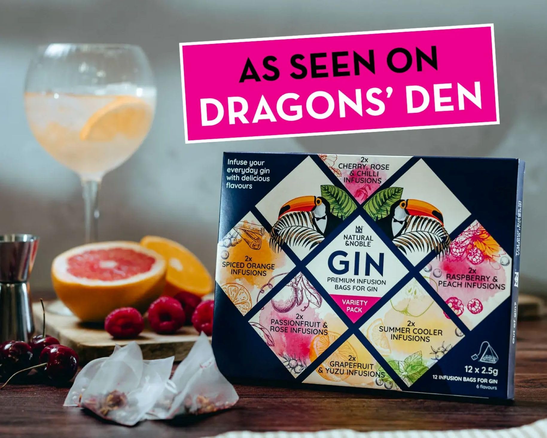 Confezione regalo di miscele per infusione di gin | Crea il tuo delizioso gin aromatizzato | Come visto su BBC Dragons' Den (2)