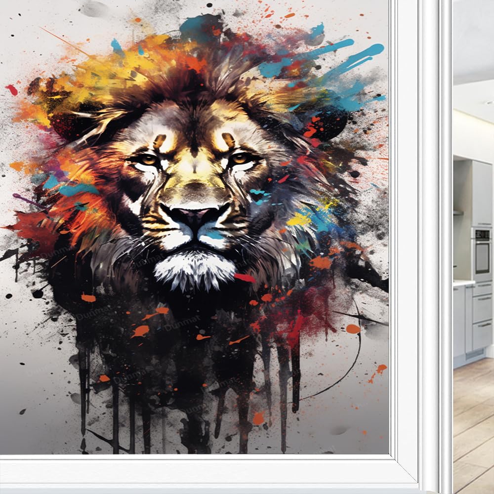 Pellicola Decorativa Per Vetri – Motivo Giraffa, Leone, Ippopotamo – 70x200 Cm – Adesiva Statica, UV, Privacy