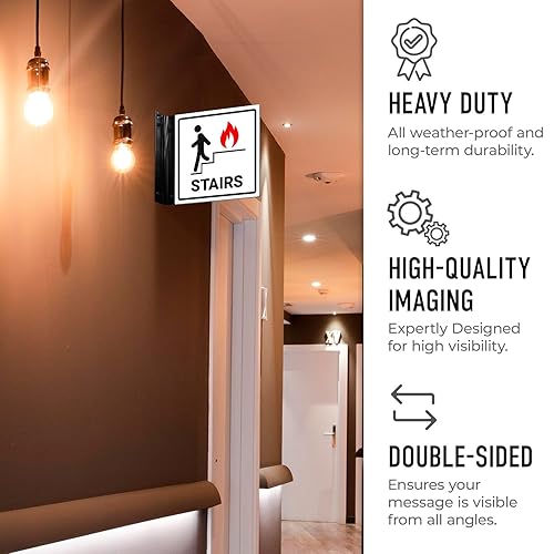 Miniatura 5 de Letrero de proyección de escaleras, doble cara, 6x6 pulgadas, ACM, con accesorio negro satinado, fabricado en Estados Unidos