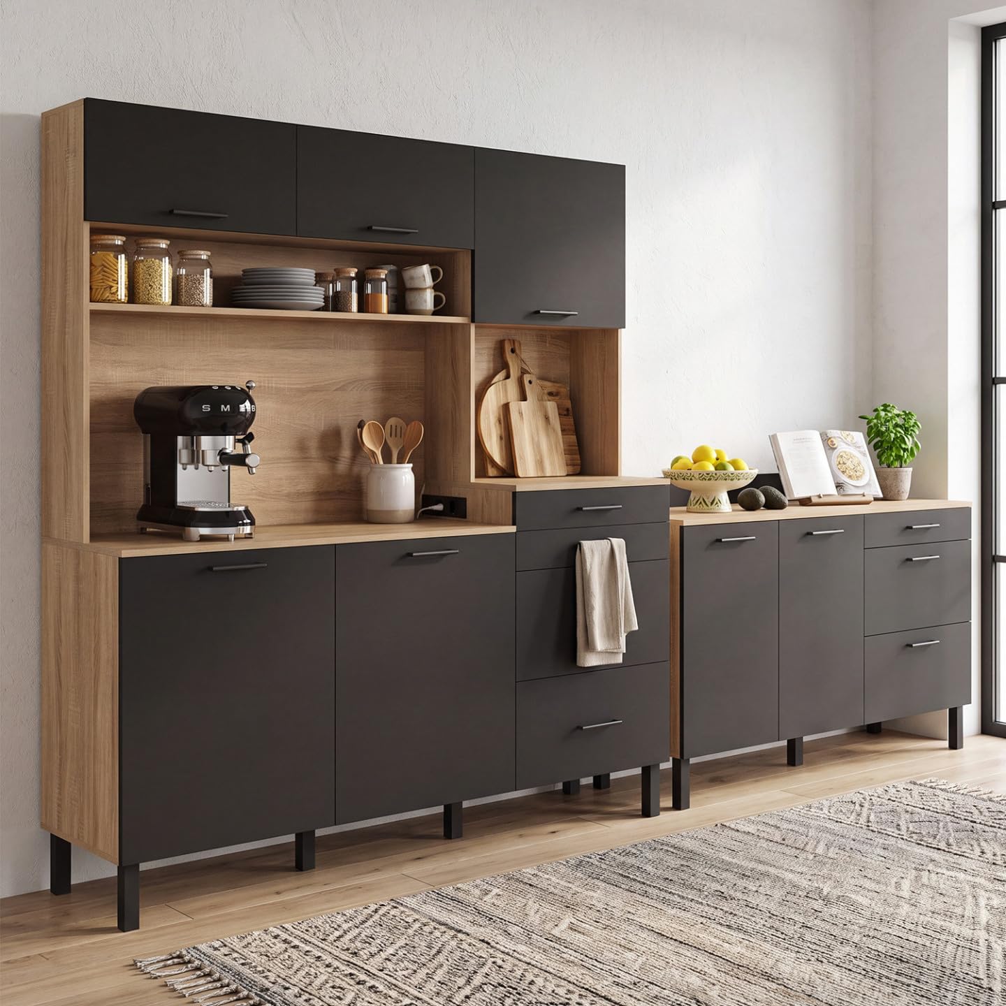 IDMarket - Buffet Bas casserolier de Cuisine 140 cm