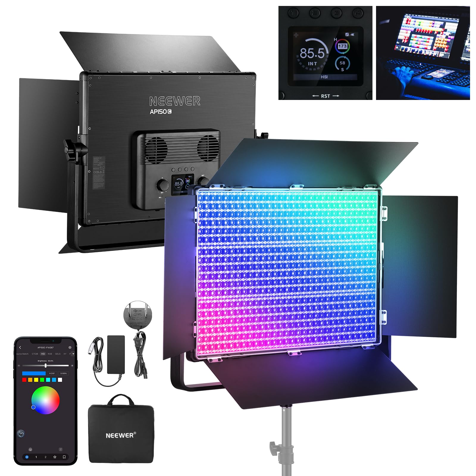 Amazon.co.jp: NEEWER AP150C 撮影用ライト RGB LEDビデオライト 150W