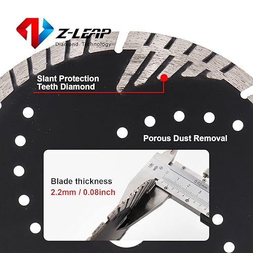 Miniatura 2 de Z-LEAP Diamond Turbo Blades - Hoja de sierra de segmentos de 0.315 pulgadas para baldosas de granito, hormigón y ladrillos secohúmedo, 7 pulgadas