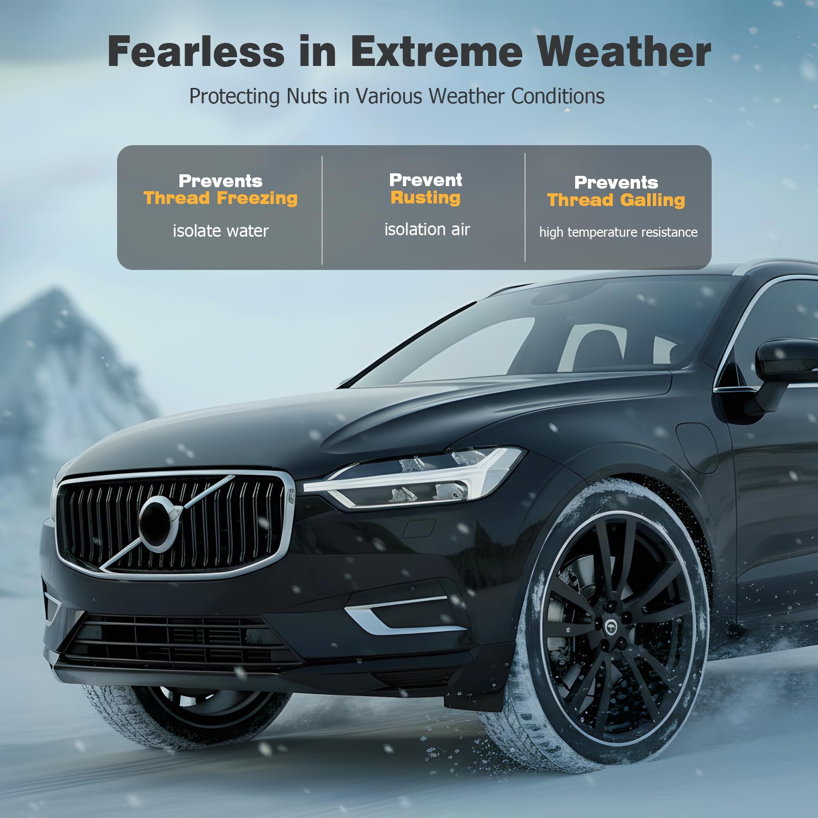 Lug Nut Covers (Wheel Bolt Caps) Complete Set - 20PCs + Removal Tool, Black - Replacement for Volvo XC40 XC60 XC70 XC90 S60 S80 S90 S40 V60 V50 V70 V90 - 4