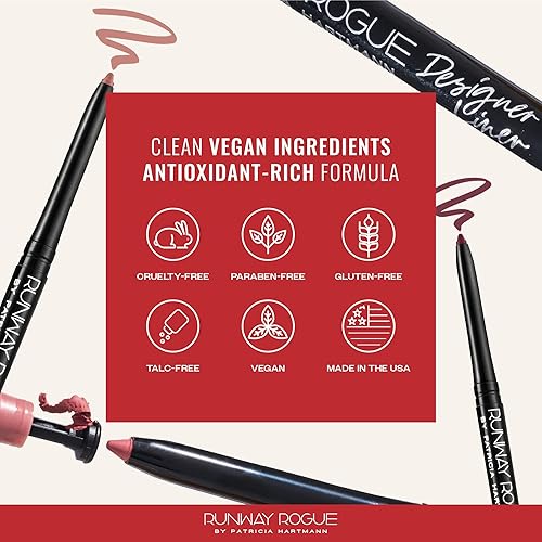 Miniatura 5 de Runway Rogue Lápiz labial Designer Liner, delineador de labios y sacapuntas mate de ciruela apagada, comienza el espectáculo