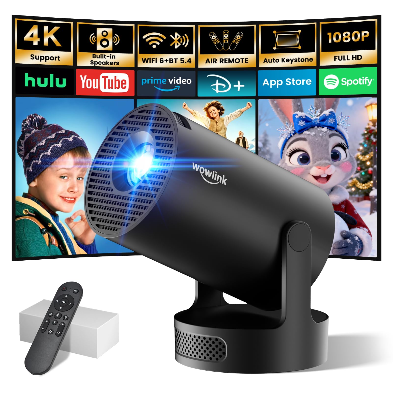 [Apps intégrées & 2026 Upgraded] Vidéoprojecteur avec WiFi 6 et Bluetooth