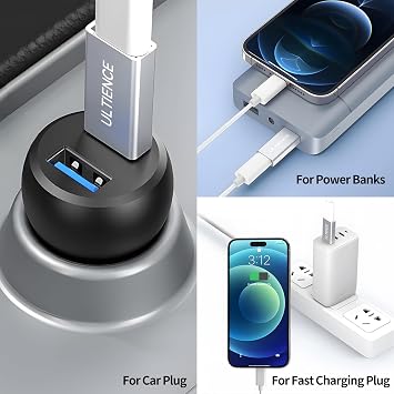 USB-C to USB-A Adapter Combo: 10Gbps High-Speed Type-C Converter Set with 60W Fast Charging & Data Transfer Includes USB-C to USB-A Cable and [Double-Sided] USB Male to Type-C Adapter for Laptop, PC