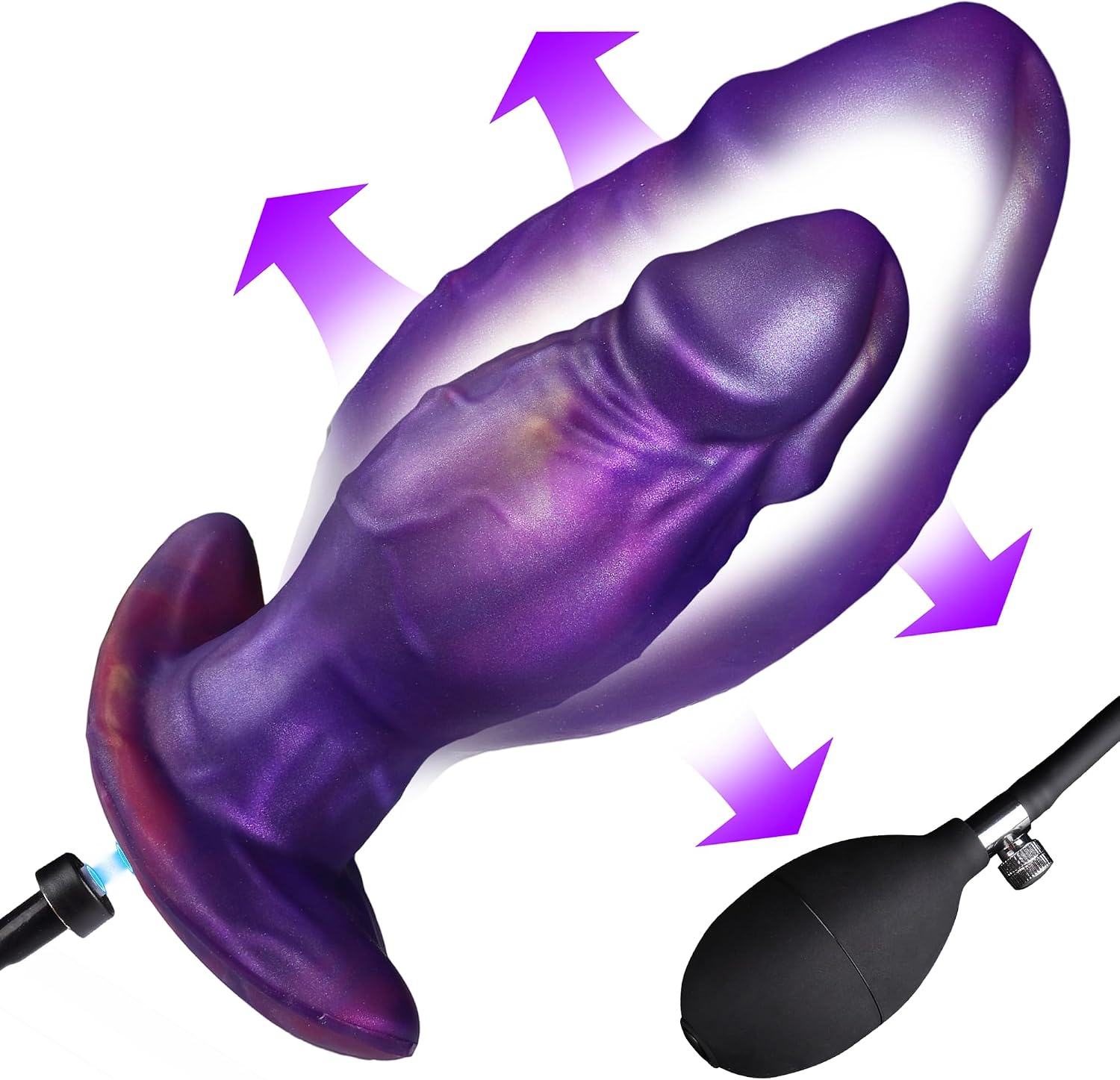 3.5" Diameter Inflatable Butt Plug Anal Plug, Magnetic Large Buttplug Anal Trainer Stretcher with Quick-Release Valve, Realistic Wearable Inflatable Dildo with Big T-Base, Adult Sex Toys for Men Women