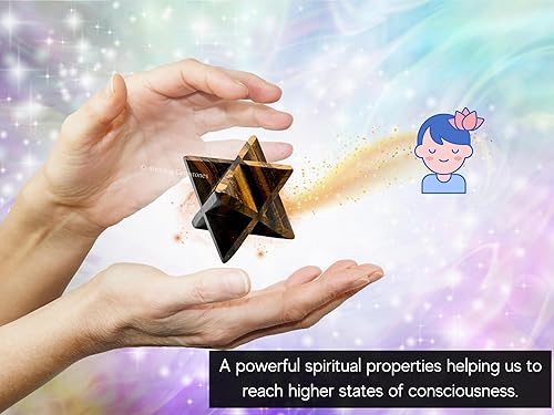 Miniatura 138 de Amazing Gemstone Larvikite Merkaba Crystal – Estrella de Merkaba metafísica de 1 pulgada para meditación – Cristal tetraedro energético y piedras