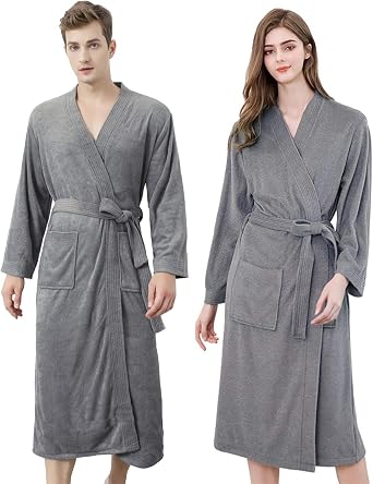 Unisex Kimono Bathrobe, Women Men Dressing Gown, Couples Bath Gowns Loves Nightgown for All Seasons