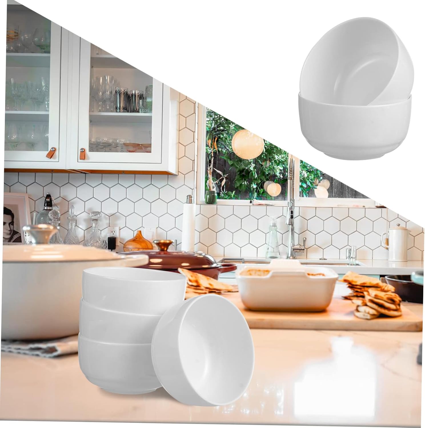 4pcs Ceramic Rice Bowls Stylish Soup and Noodle Containers Food-grade Healthy Meals for Rice Grains and Fruits