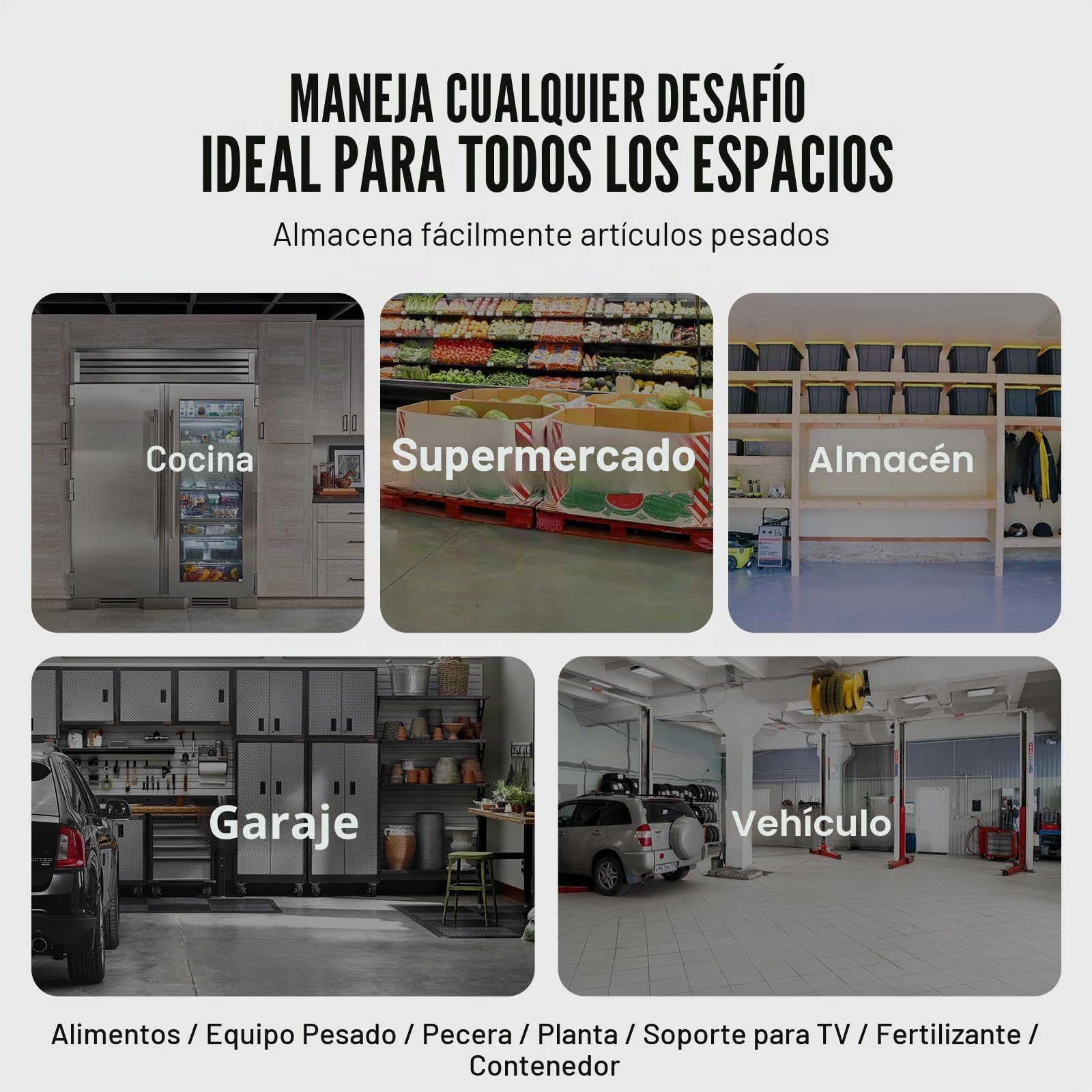 VEVOR Estante de Estiba de Aluminio 91,4x50,8x20,3 cm Estante de Almacenamiento Comercial Carga de 454 kg Fácil Montaje para Almacenamiento de Alimentos en Suelo, en Restaurantes, Cocinas, Garajes