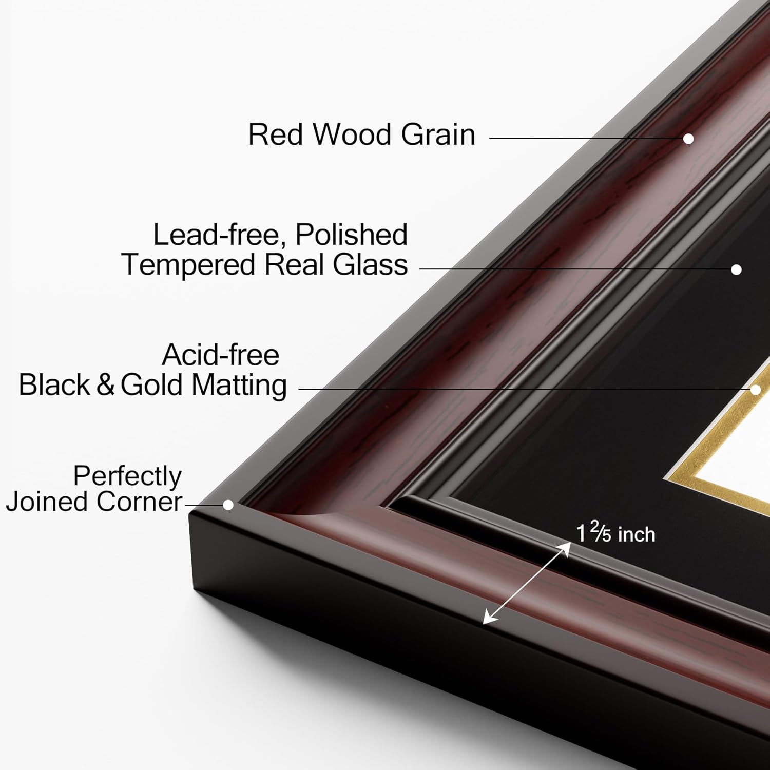 Yaetm Vertical Double Diploma Frame 14x20 for Two 8.5x11 Certificates, Degrees, Documents, Tempered Glass with Black Over Gold Acid-free Mats, Dual Diploma Frames, Mahogany/Black - Image 3
