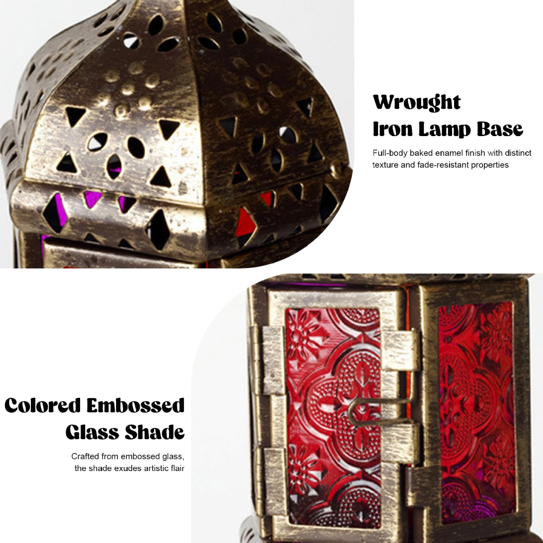 Linternas de Vela colcanas, 2 Piezas de luz de té de Metal, Linterna marroquí para Sala de Estar Balcón Patio Halloween Decoraciones navideñas