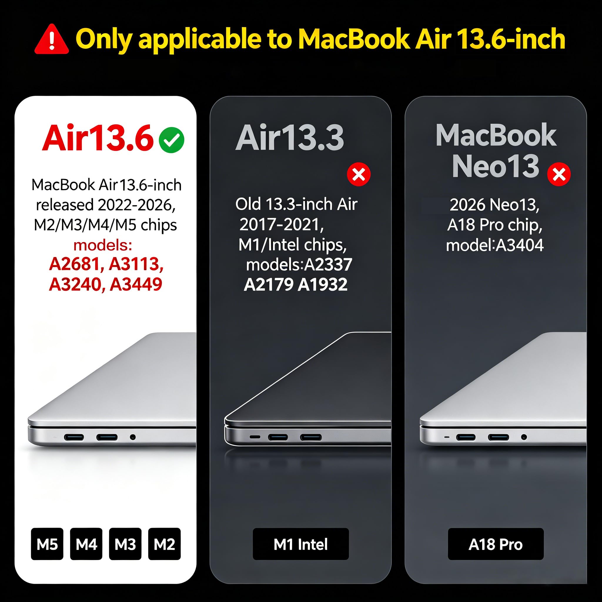 Lunivop Etui do MacBook Air 33.0 cm (M5, 2026-2022; M4, M3, M2; A3449, A3240, A3113, A2681) ze składaną podpórką PC + TPU, smukłe, matowe, półprzezroczyste, odporne na zarysowania etui ochronne