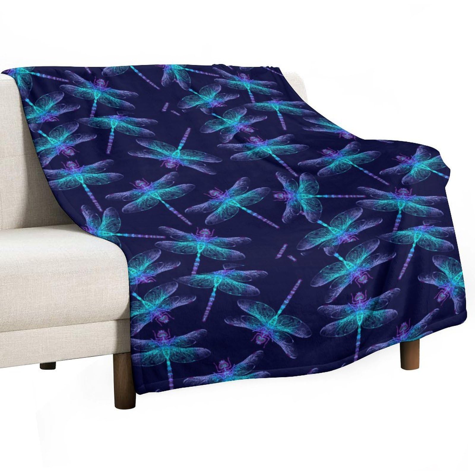 Cgsbngha Style Aurora Dragonfly Flannel Fleece Blanket Lightweight Soft Throw Blankets For Sofa Couch Bed Chair