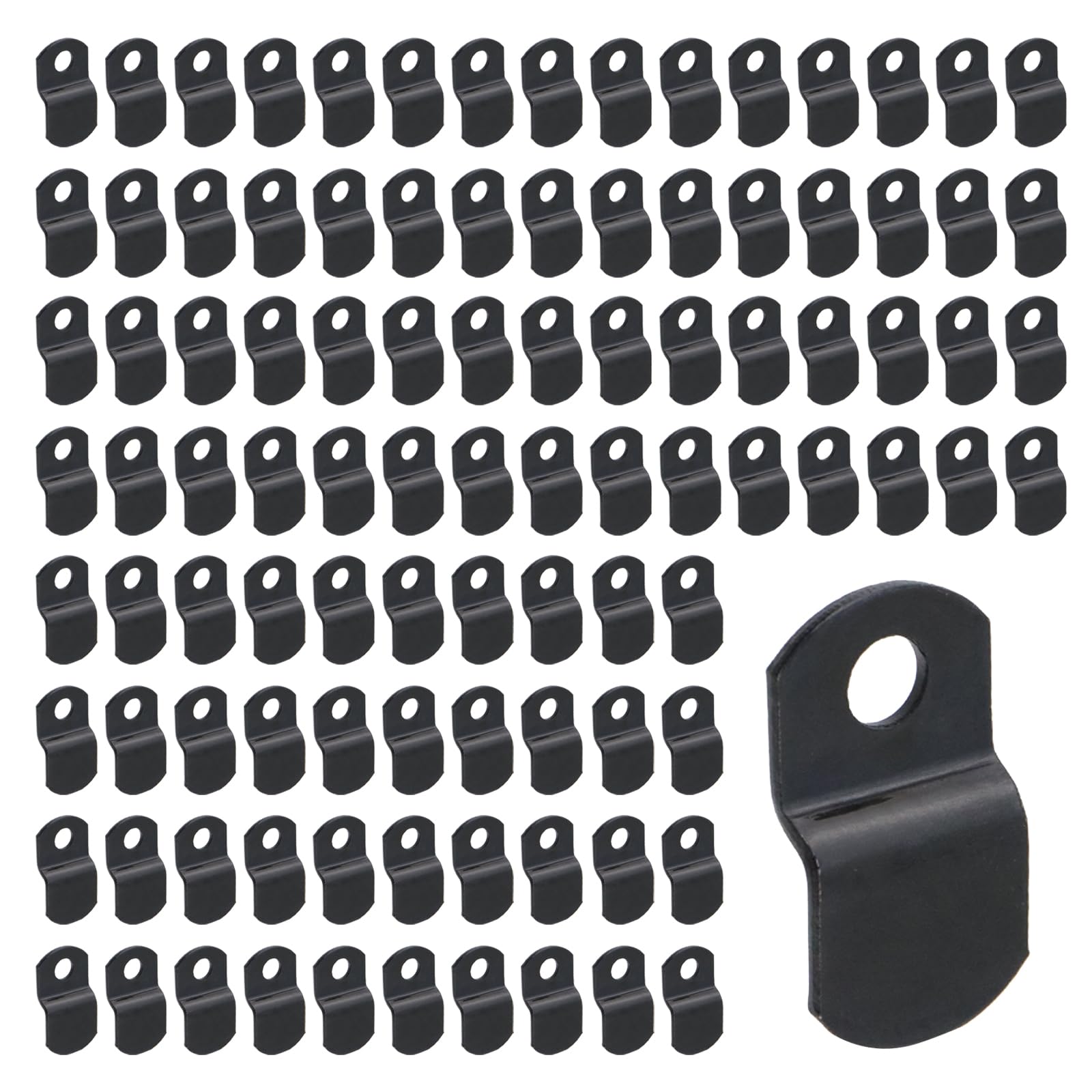 T Tulead Offset Canvas Clips, 1/8 Inch, Black, 100PCS | Picture Framing Clips, Iron Z Clamps, with Screws, for Picture Frame, Mirror, Blackboard