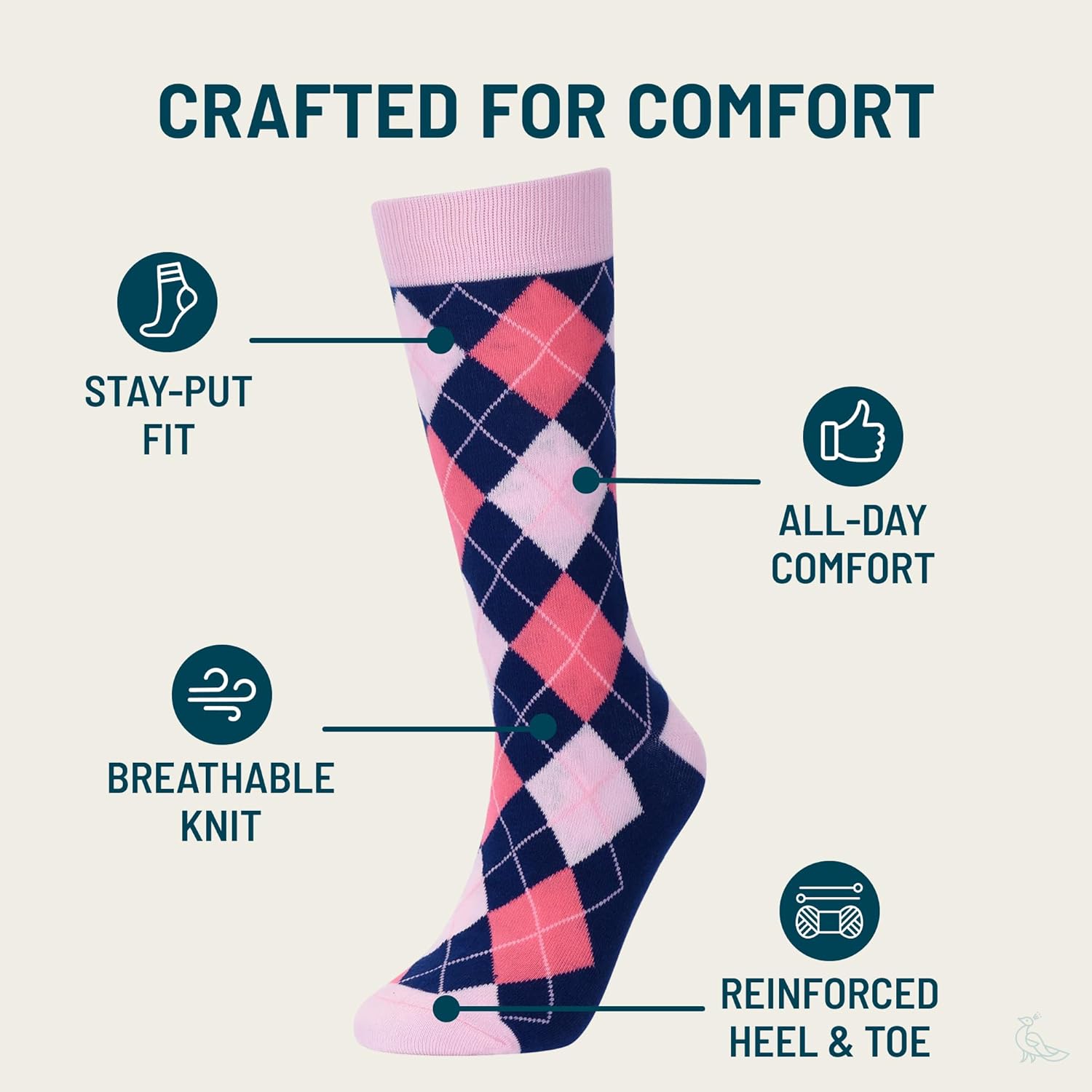 No Cold Feet Men’s Pink Dress Socks – Classic Soft Crew Dress Socks, All-Day Comfort for Work, Business or Weddings