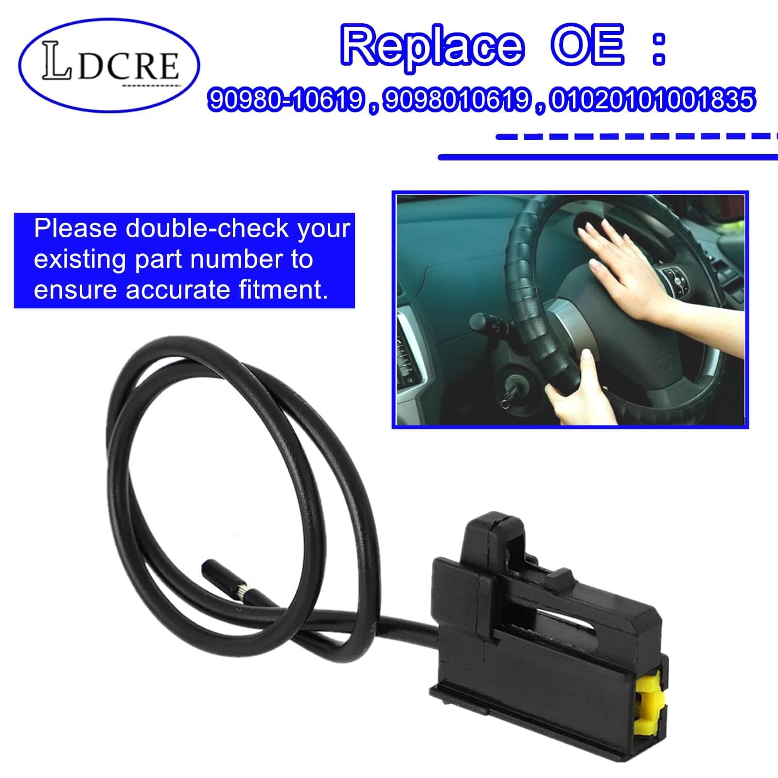 1-way Wire Harness Horn Connector Kit 90980-10619 For Toyota Lexus
