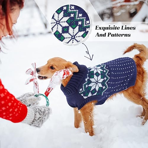 Miniatura 5 de FUAMEY Suéter para perro, cálido suéter de Navidad para perro, vestido clásico de cuello alto, suéteres de punto para clima frío para perros