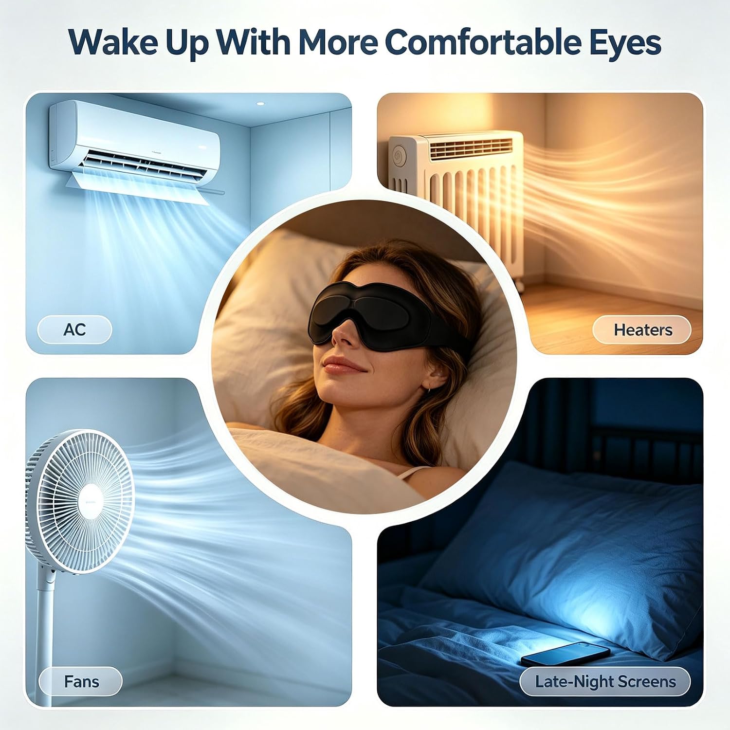 Upgraded Hydrating Sleep Mask for Dry Eyes, Moisture Chamber Glasses