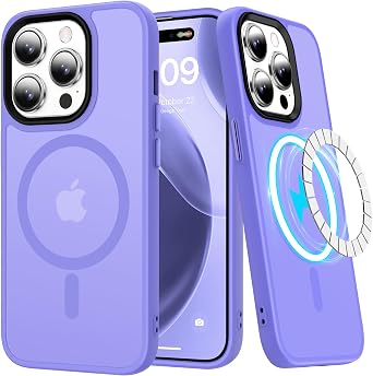 LUMARKE Strong Magnetic for iPhone 13 Pro Case Translucent Matte - Military-Grade Drop Tested - Slim Fit Shockproof Protective Phone Cover 6.1 for Women Girls - Lavender