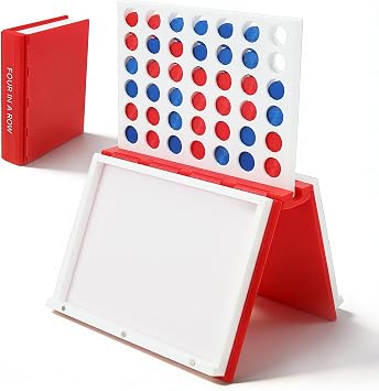 4 in a Row Game,Classic Board Game,Foldable Connect-4 Board Games, Portable 2-Player Strategy Games,Ideal for Families Night, Trip & Home