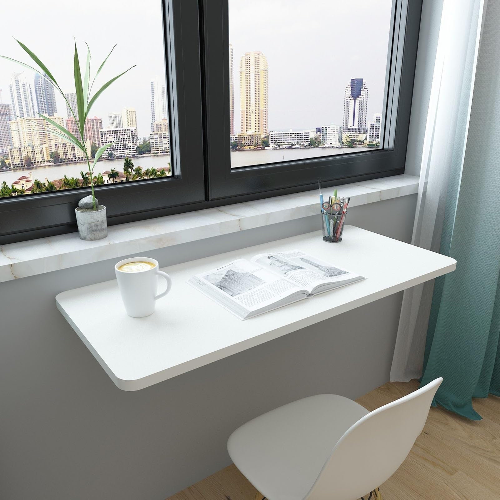 Établi mural pliant blanc bureau écriture ordinateur portable