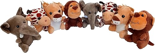 Miniatura 1 de Animales de zoológico de peluche, león, jirafa, mono y elefante, peluche súper suave (juego de 8 piezas)
