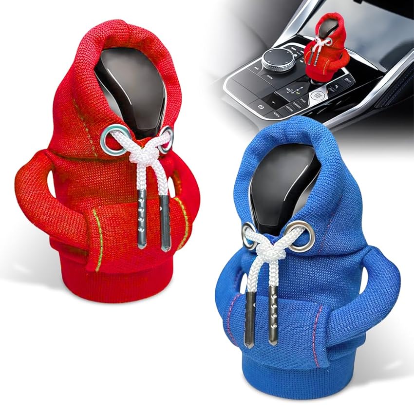 EUBSWA Pomello del cambio universale per auto, 2 pezzi, copri-pomello del cambio, decorazione interna, con cappuccio, per manuali o automatici, antipolvere, blu