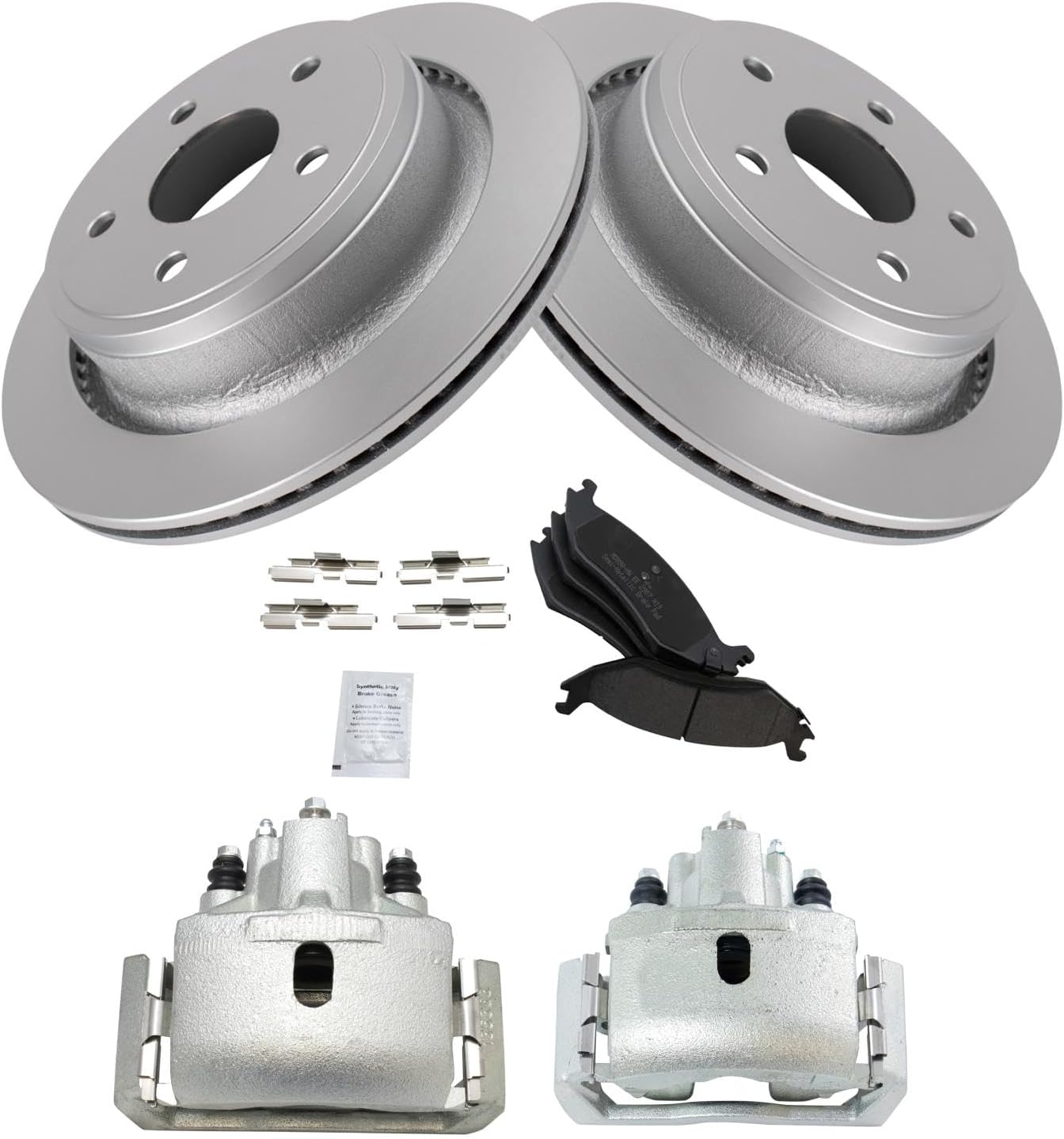 TRQ Rear Brake Pad & Rotor Kit Compatible with 2007-2009 Chrysler 2002-2010 Dodge 2011-2018 Ram