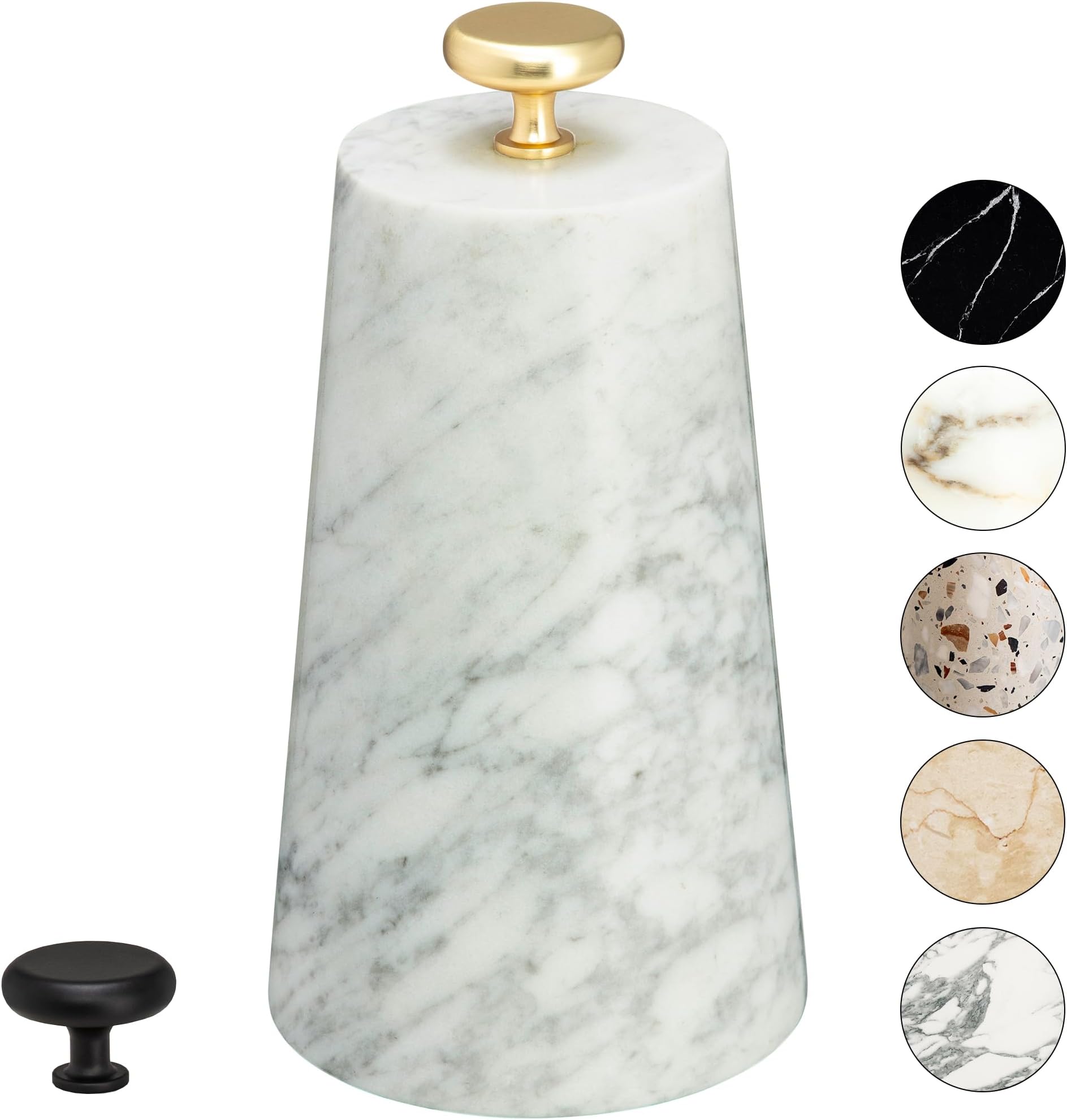 Marble Decorative Door Stop, Cute Door Stopper with Cast Iron Handle, Heavy Weighted Door Stop for Your Indoor or Outdoor Door, Heavy Door Stopper Weight/Rock for Country Home Decor (Black Knob, 5lbs)