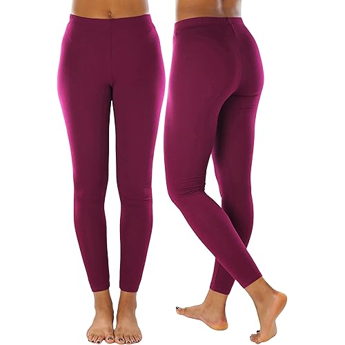 ToBeInStyle Women's Skinny Fit Cotton Full Length Leggings Tights - Regular and Plus Sizes