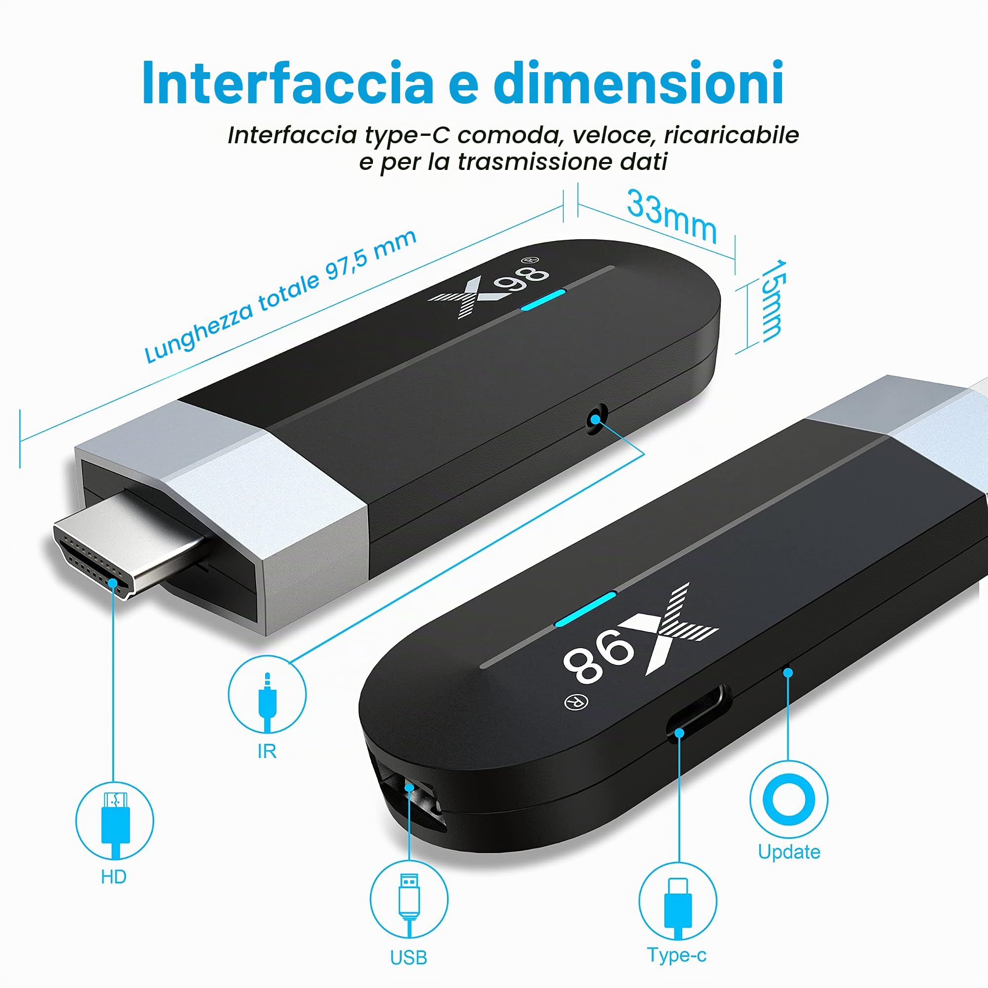 ZUMKUNM X98 S500 Smart TV Stick Android 11 Amlogic Quad Core 64bit 4GB RAM 32GB eMMC Rom 4K UHD AV1 Dual WIFI 2.4G 5.8G Bluetooth 3D HDR HLG Support