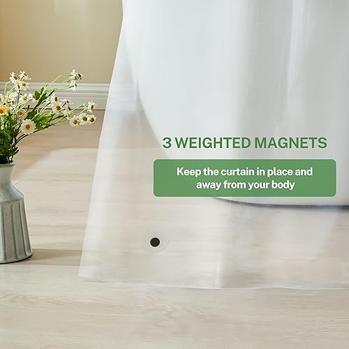 Miniatura 5 de Cortina de ducha y forro gris, juego de cortina de ducha 3 en 1 con 12 ganchos de cortina de ducha de doble cara, cortinas de ducha de tela para