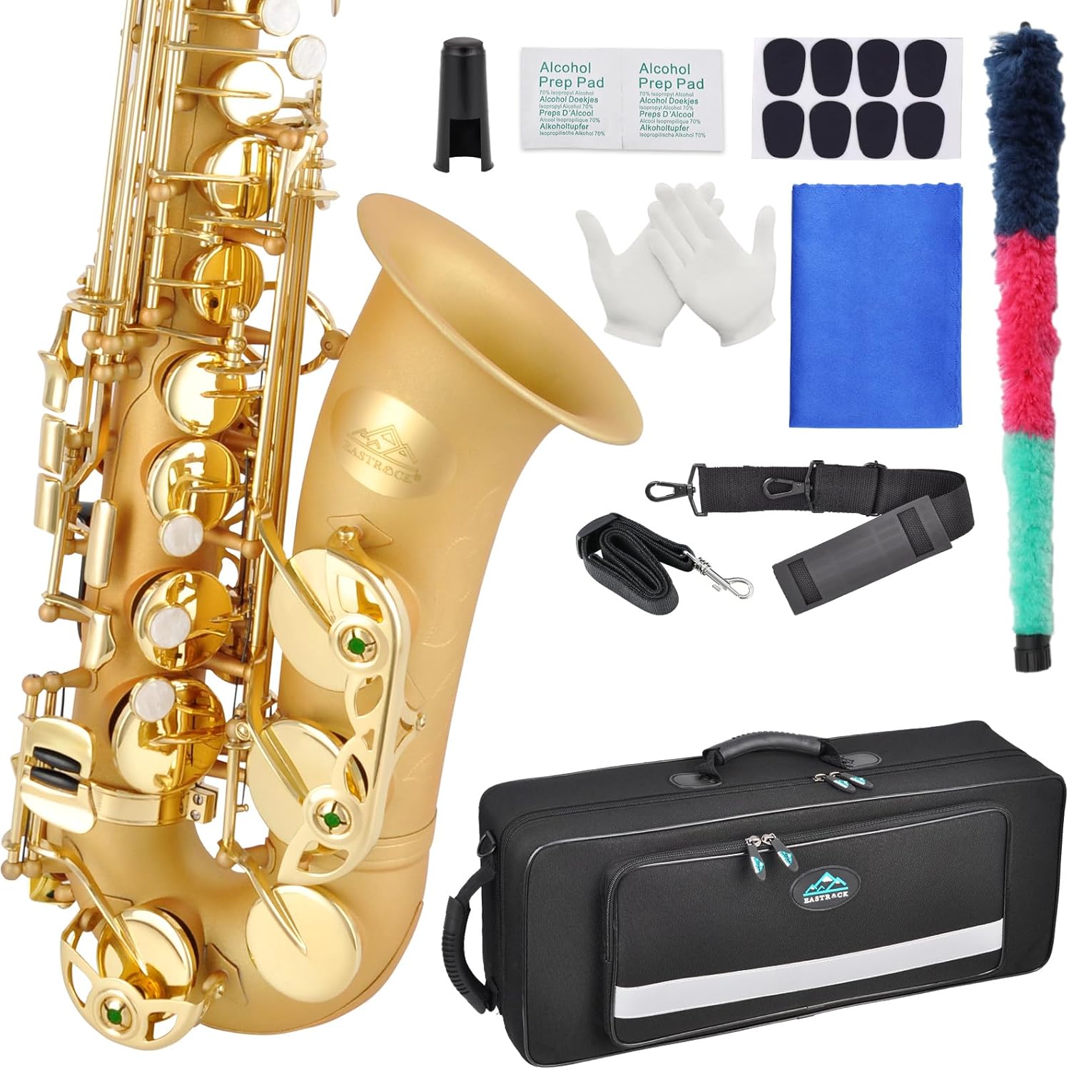 EASTROCK Golden Alto Saxophone E-flat Alto Sax Kit