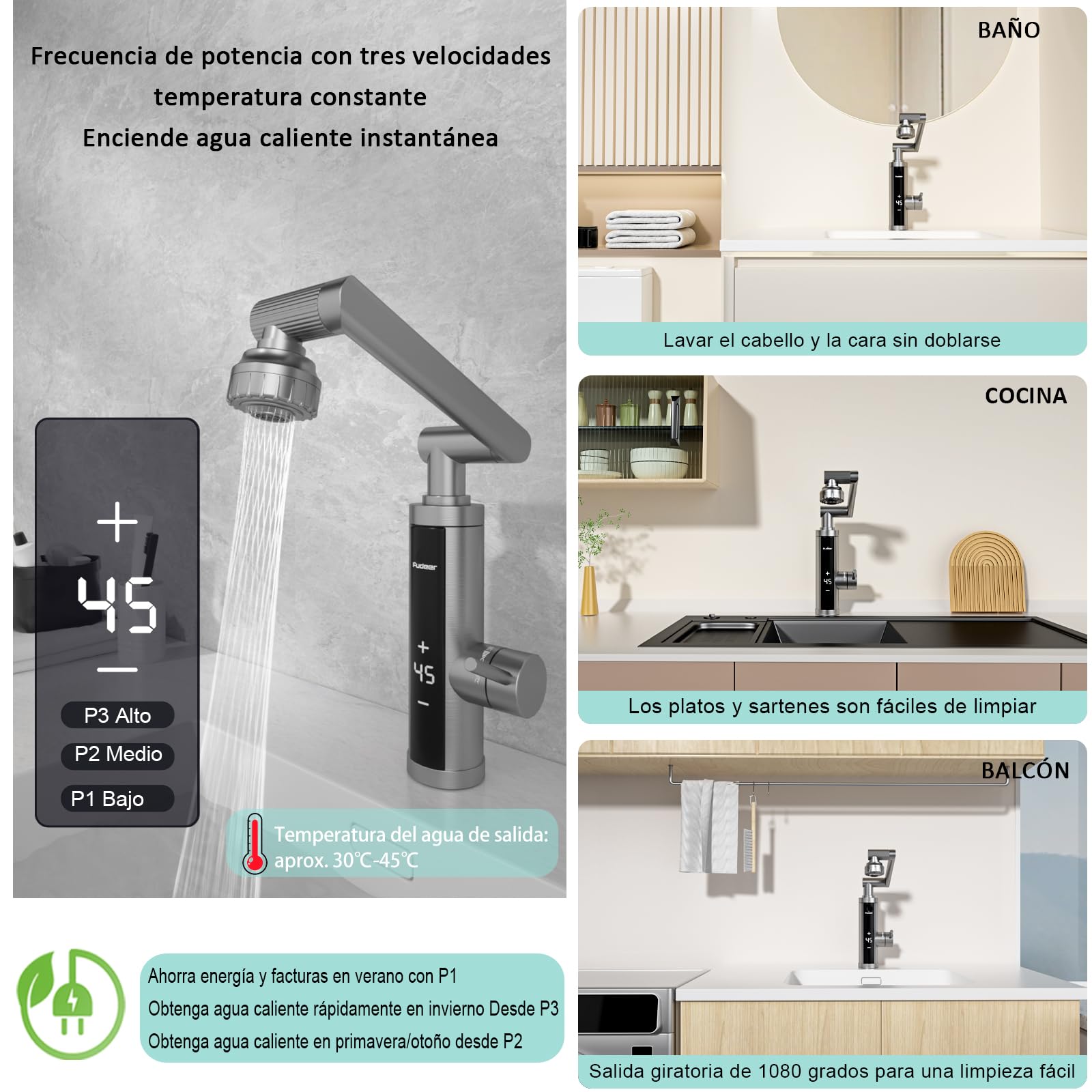 Grifo con calentador de agua 230 V (caño mecánico)
