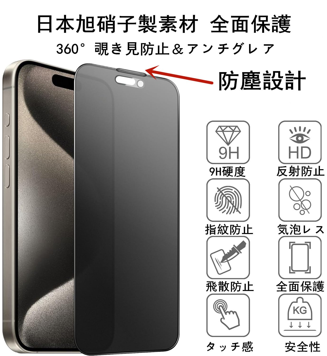 Amazon | 【360°覗き見防止＆アンチグレア】iPhone 16 Pro 用 覗き見 