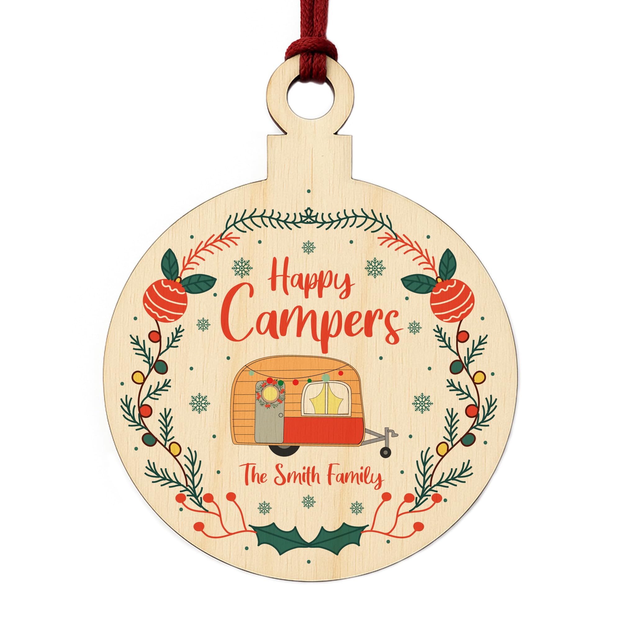 Novelty Caravan Christmas Decoration Personalised Bauble Family Friendship Gift