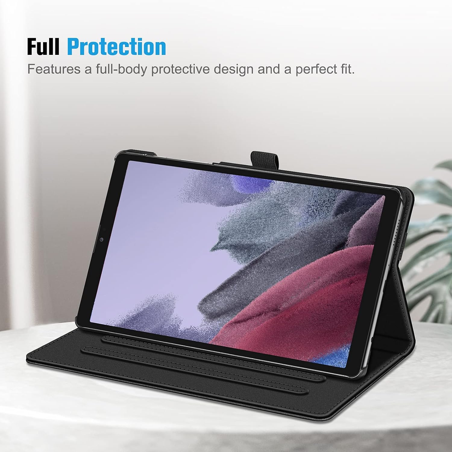 Fintie Multi-Angle Viewing Case for Samsung Galaxy Tab A7 Lite 8.7'' 2021 | Front Card Pocket, Adjustable Viewing Angles, Soft Microfiber Interior, for SM-T220/T225/T227, Black