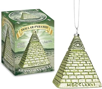 All Seeing Eye Dollar Pyramid Christmas Tree Ornament