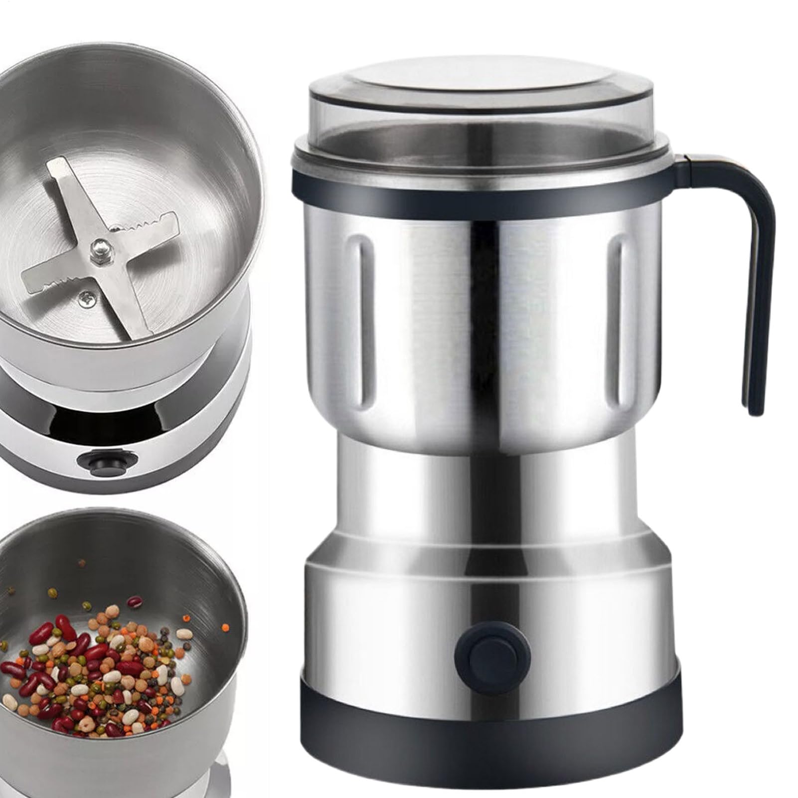 Electric Mill Multifunction Stainless Steel Grain Crusher 500Ml Food Crusher For Cereal Coffee And Medicinal Adjustable Fineness