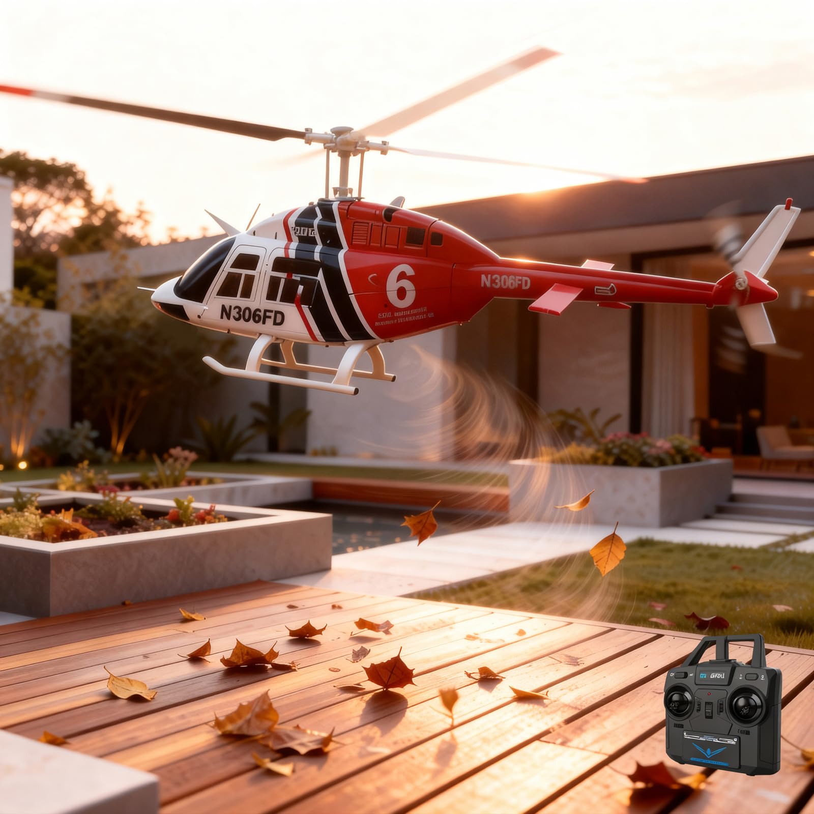 C138 206 Remote Controlled Helicopter Aircraft Plane Drone RC Heli Aileronless 6CH 6-Axis Gyroscope Altitude Air Pressure Hold & Optical Flow Position for Adults Beginners (Red 1Battery)