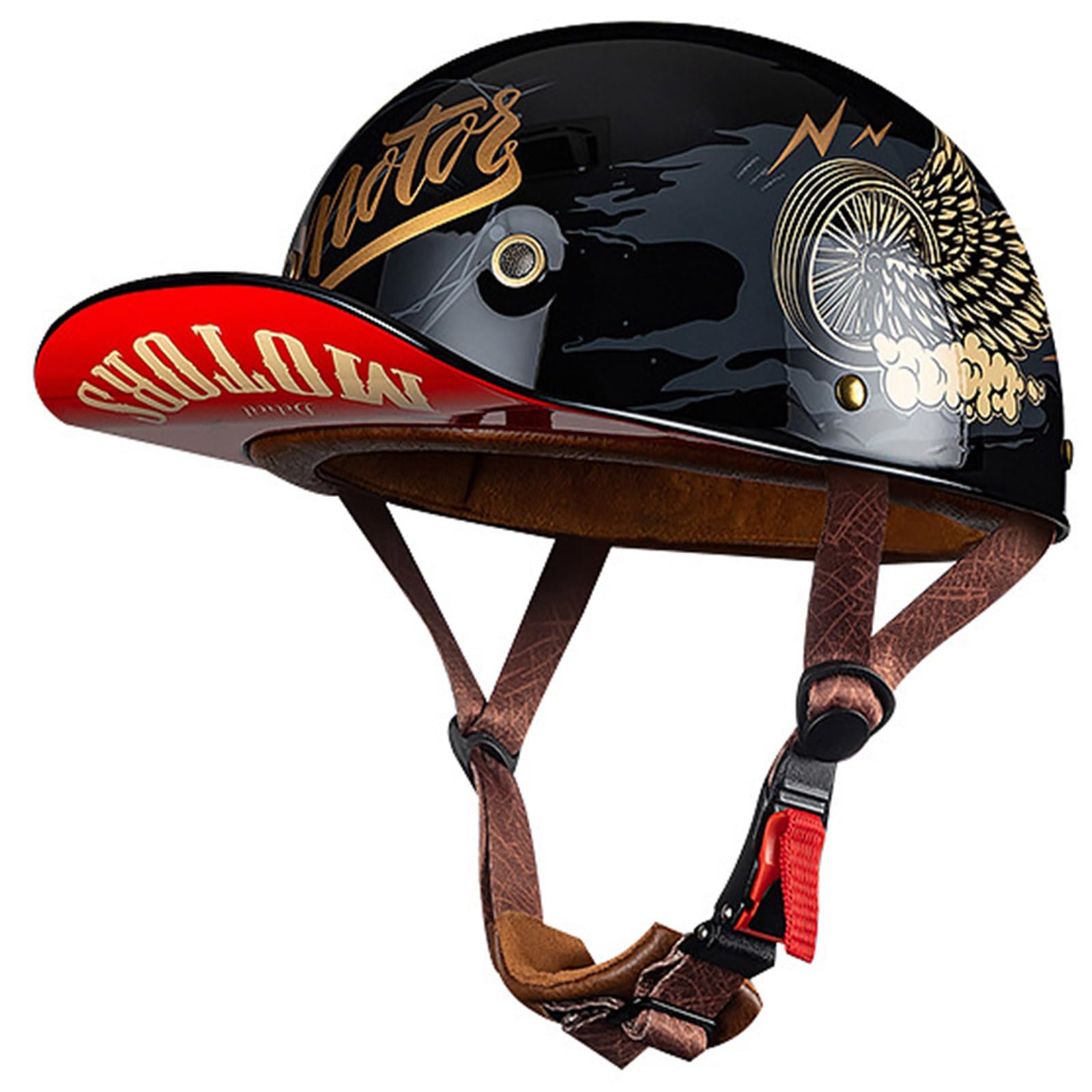 Baseball Cap Motorcycle Helmet Half Helmet DOT Approved | Adults Universal Hat Style Helmet with Adjustable Quick Release Buckle Fits Bicycle Cruiser Scooter