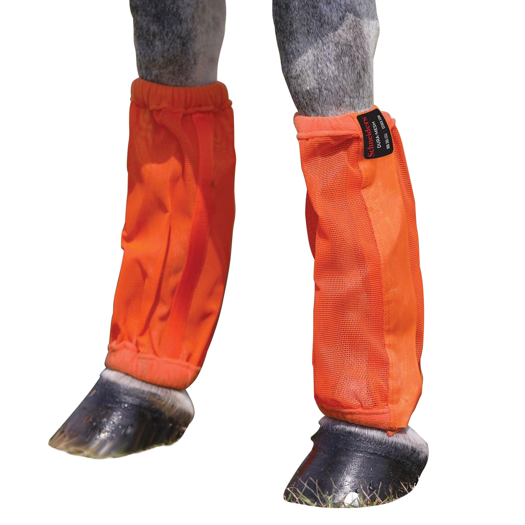 Schneiders Dura-Mesh II Non-Fitted Horse Fly Boots | Set of 4 | Protection & Durability | 1000D Mesh | 70% UV Shielding | Color Orange/Orange | Size Horse (14