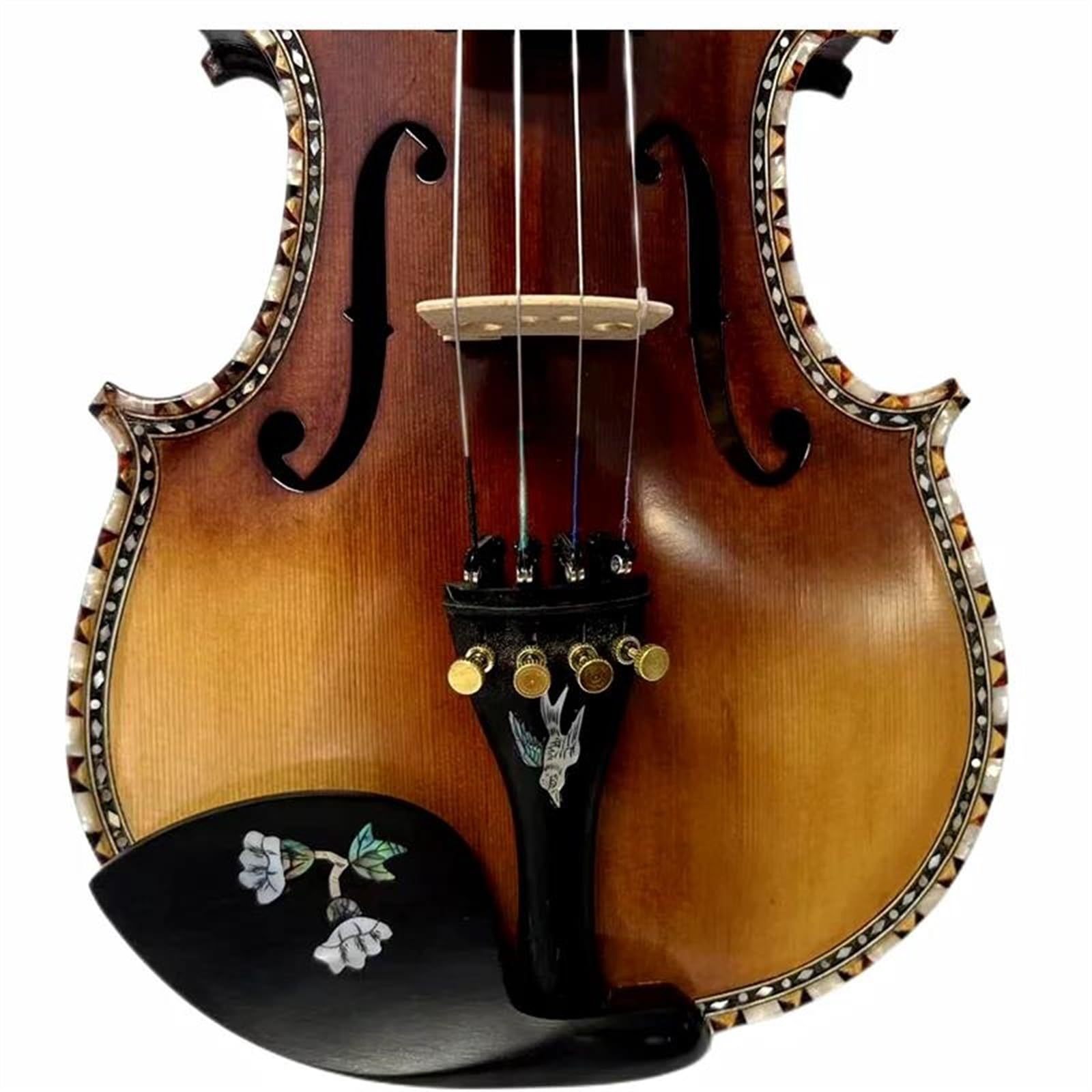 Violino Set Master in legno d'acero 4/4 nervature per violino e intarsio sul manico, bel suono della conchiglia, chiaro e melodioso