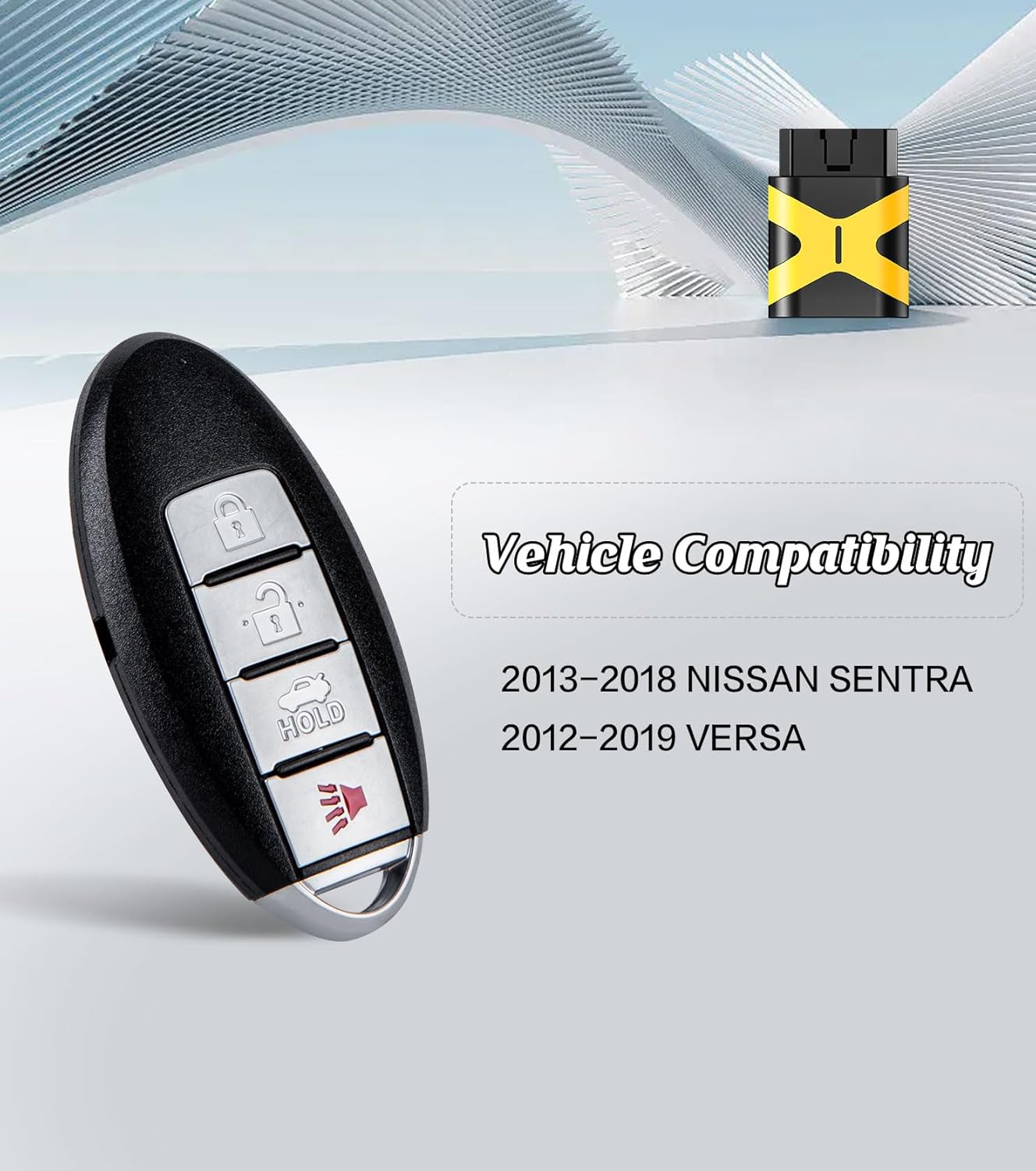 Smart Car Key Self Programmable Keyless Entry Remote Replacement for 2013-2018 Nissan Sentra /2012-2019 VNissan ERAS with FCC: CWTWB1U840 (CWTWB1U840 4BTN Self Programmable Remote)