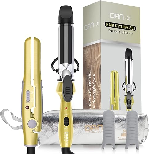 Miniatura 1 de Mini kit de plancha plana y mini rizador, plancha plana de viaje y rizador con doble voltaje de 100-240 V y bolsa de almacenamiento para cabello